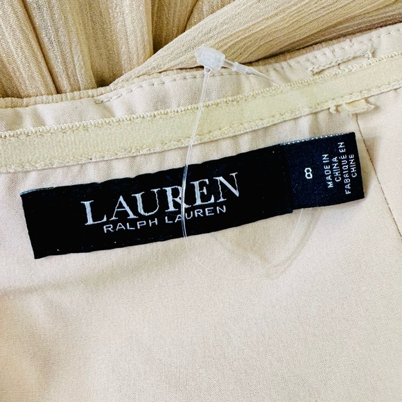 NEW! LAUREN RALPH LAUREN Gold Shimmer Strapless Evening Dress Gown - Picture 14 of 15